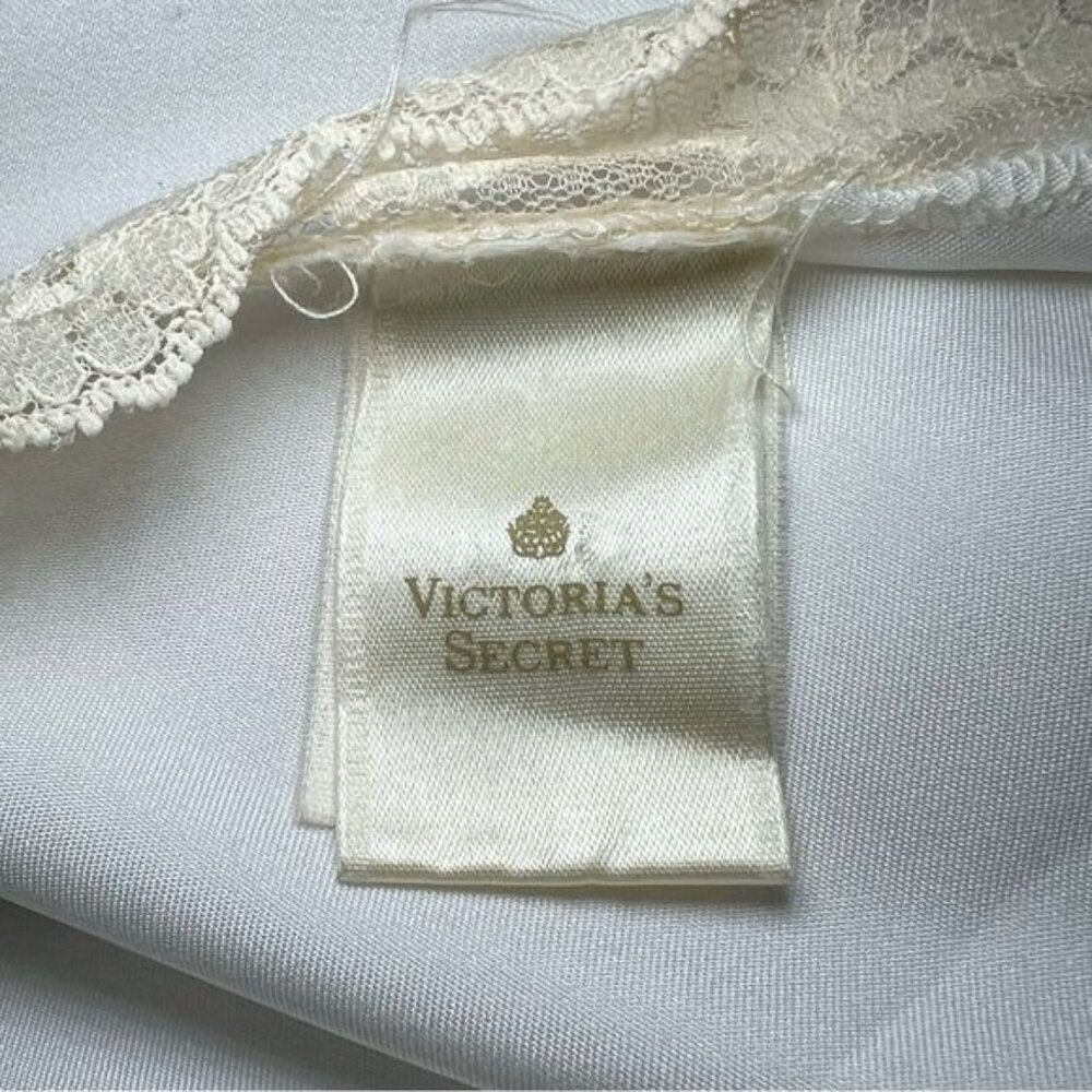 Vintage Victoria's Secret Ivory Satin Peignoir & Nightgown Set - Size M - Picture 7 of 12